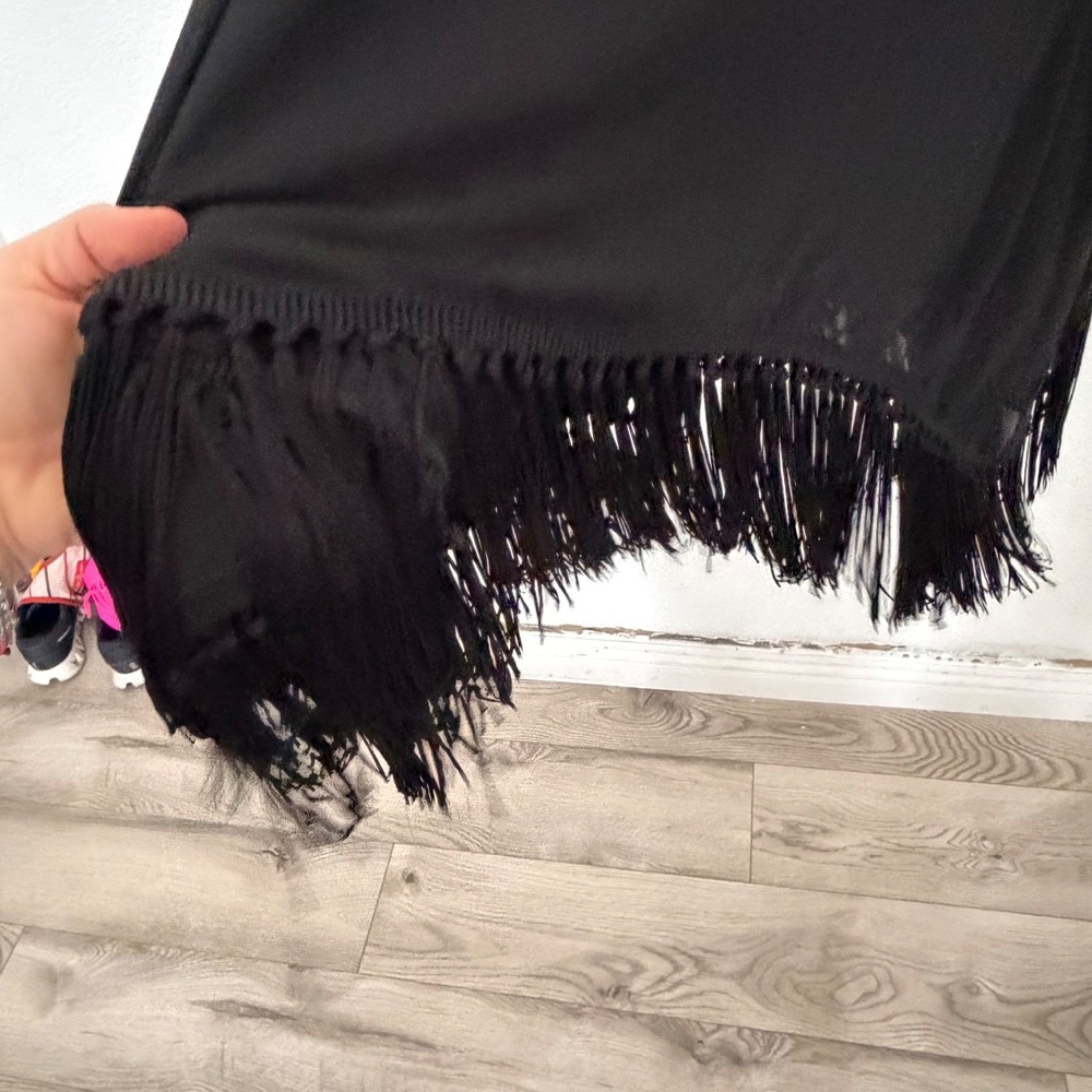 Michael Kors Black Fringe Halter Dress Chain Neck LBD XS dressy party NWT $195 - Picture 9 of 11